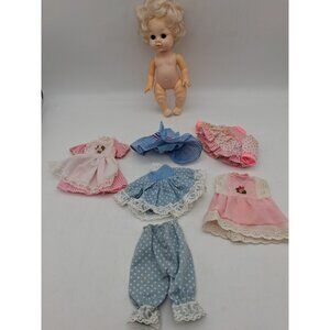 Eugene 7.5" Baby Doll Blond Hair Blue Eyes w/5 Outfits Sleepy Eyes Vintage